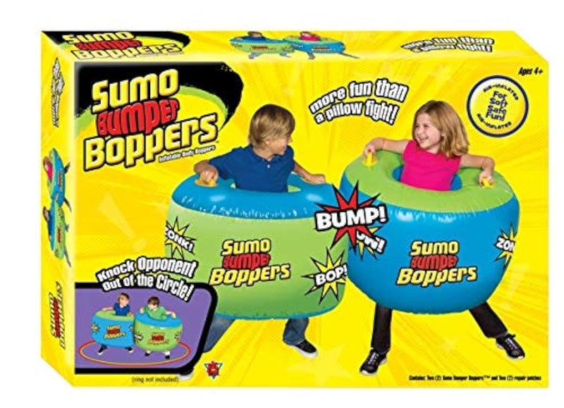 BIG TIME TOYS بيغ تايم توييز سومو بامبر بوبيرز بيلي بامبر توي, مجموعة من 2 مع 2 رقع إصلاح, الأطفال يصبحون نشيطين ومضحكين, متعة منفوخة بالهواء, أكثر متعة من معركة وسائد, رائعة للرشاقة-التوازن-التنسيق - Image 1